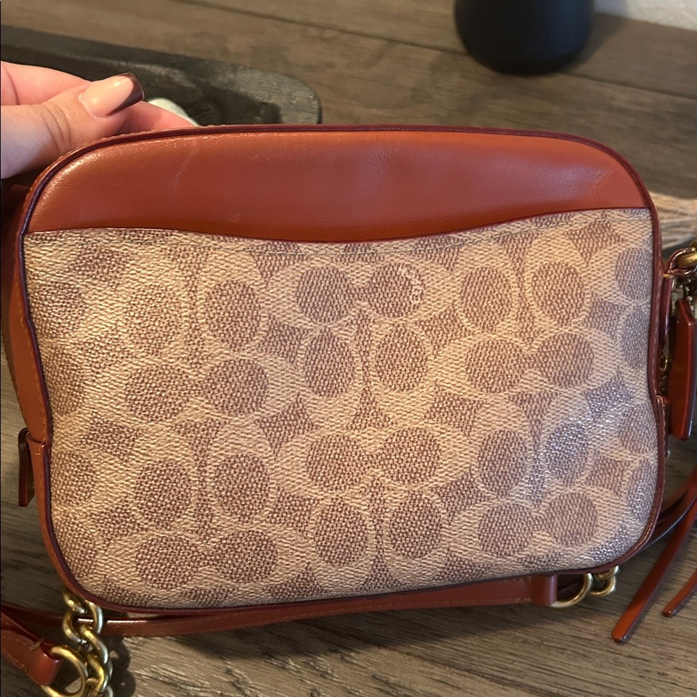 Coach Brown and Tan Signature Crossbody Bag